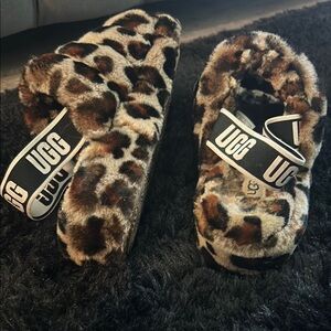 UGG Animal Print Fluffy Slippers